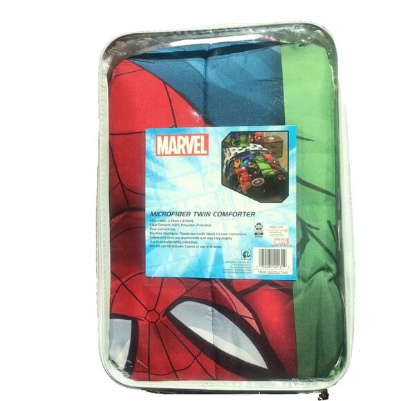 Marvel Avengers TWIN Comforter IronMan, Capt America, Incredible Hulk, SpiderMan - Picture 10 of 10